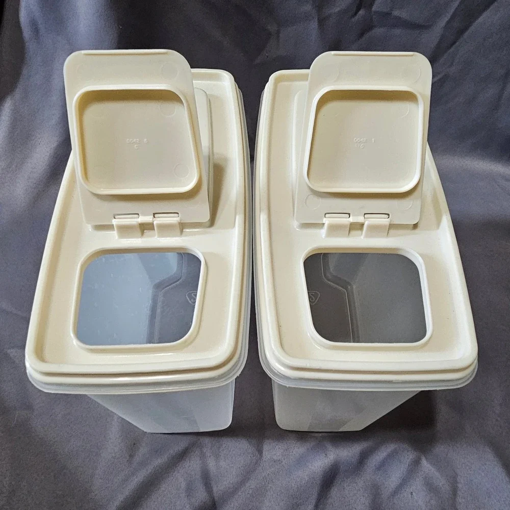 Vintage Rubbermaid Servin Saver 21 Cup Cereal Keepers Almond Flip Top 5.0L 0043‎